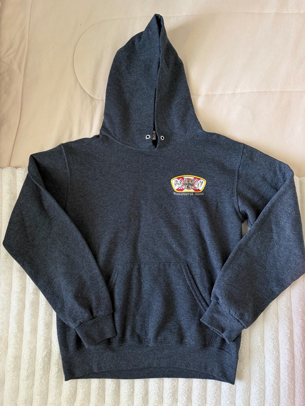 Ron Jon Charcoal Gray Pullover Hoodie with Surf Patch